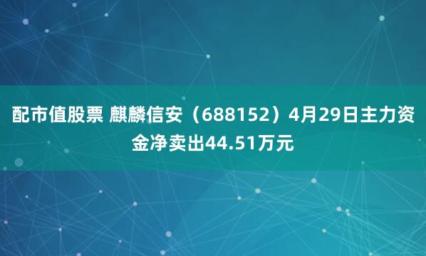 配市值股票 麒麟信安（688152）4月29日主力资金净卖出44.51万元